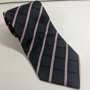 Salvador Navy Blue with Pink and White Stripes Tie